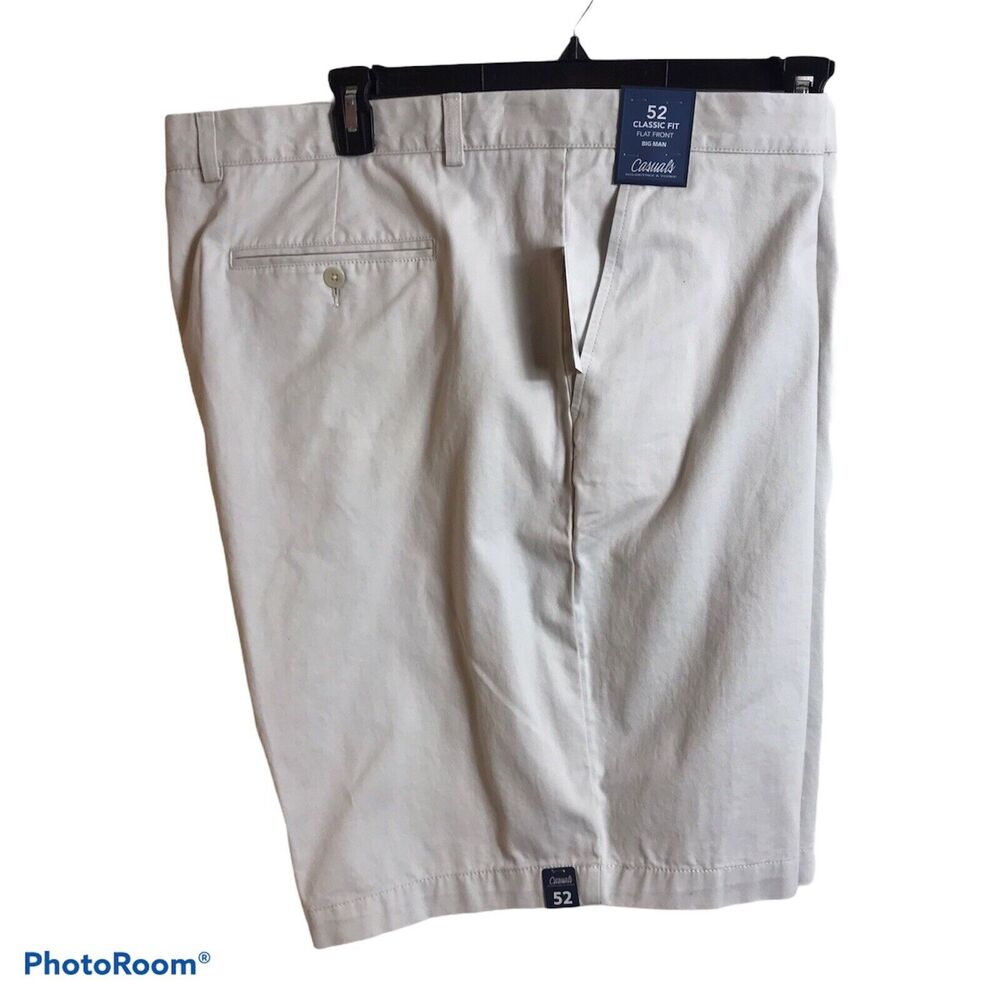 CASUALS Shorts Roundtree Yorke Mens Size 52 BIG MAN Flat Front Walking Stone
